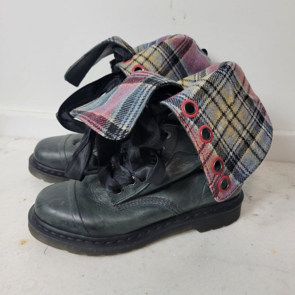 Dr. Martens Dark Green Lace-Up Combat Boots - Picture 6 of 13